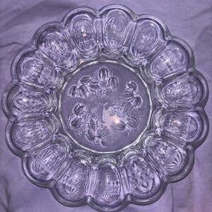 LE Smith Heritage Clear Glass Deviled Egg Plate | Vintage Mid-Century